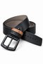 Men's Black 4 cm Double Buckle Metal Buckle Jeans and Fabric Trouser Belt - 2