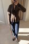 Mock Neck, RAGLAN SLEEVES, ZIPPERED CARDIGAN - BROWN - 3