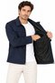 Men's Water Repellent Windproof Lined Full Zipper 4 Season Regular Fit Coat Jacket - Navy Blue - 4
