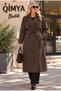 EGZOTİK ASORTİK Women's Lined Classic Trench Coat with Laser Cut Floral Design