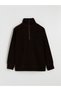 LCW EVERYDAY Brown Mock Neck Corded Fabric Women's Sweatshirt, Featuring the ALITA CITY Touch - 5