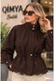 EGZOTİK ASORTİK Women's Oversized Spring Jacket with Laser-Cut Floral Hem - 2
