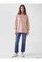 TWO MT SHOP QUALITY LCW Modest Pink Interlock Printed Loose & Oversized Women's Sweatshirt Tunic - 2