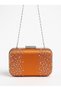 Orange Satin Clutch Bag with Crystal Stones and Pearl Handle for Weddings and Engagements - 6