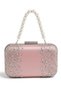 Powder-Pink Satin Crystal-Embellished Pearl-Strappy Chain Strap Women's Evening Clutch Bag for Weddings and Engagements - 3