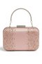 Powder-Colored Satin, Embellished with Stones, Strappy Metal Chain Strap, Women's Evening Clutch Bag for Weddings and Engagements - 3
