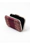 Burgundy Satin, Embellished with Stones, Metal Strappy Chain Strap, Women's Evening Clutch Bag for Weddings and Engagement Parties - 6