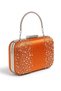 Orange Satin Clutch Bag Embellished with Stones and Featuring a Metal Chain Strap for Women's Evening Wear for Weddings and Engagements - 3
