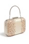 Ecru Cream Satin Crystal-Embellished Silver-Framed Metal-Handled Women's Evening Bag for Weddings, Engagements, and Graduations - 3