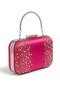 Fuchsia Pink Satin Crystal-Embellished Silver-Framed Metal-Handled Women's Evening Bag for Weddings, Engagements, and Graduations - 3