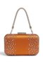 Orange Satin, embellished with stones, beaded, strappy, with a chain strap for women's evening clutches for weddings and engagements - 3
