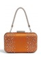 Orange Satin Crystal-Embellished Silver-Strappy Handle Evening Clutch for Women—Perfect for Weddings, Engagements, and Graduations - 3