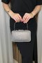 Women's Glittery Evening Clutch with Silver Accents - Stylish Evening and Party Clutch with Chain Strap