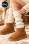 Women's Ecru Knit Leg Warmers, 44 cm, 100% Acrylic, Knitted Leg Warmers for Winter Boots and Over-Boots - 2