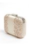Ecru Satin, embellished with stones, beaded, strappy, with a chain strap, women's evening clutch bag for weddings and engagement parties - 2
