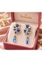 Women's Blue Steel Earrings with Flowers - 4