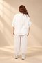 Women's Wide Collar Half Sleeve Blouse Elastic Waist Pocketed Lace Trousers Lace Detailed Italian Large - 4