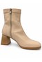 Women's Square-Toe Stretch Boots with Side Zipper and Thick Heels - 4