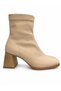 Women's Square-Toe Stretch Boots with Side Zipper and Thick Heels - 5