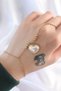 316L Steel, Gold-Colored, White Bubble Design Şahmeran BZELDR05 - 2