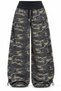 Camouflage Oversized Pants with Ruched Legs - 5