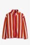 Fuchsia Block-Print Fleece Jacket with Striped Pattern