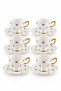 6-Piece Porcelain Coffee Cup Set with Floral Print and Gold-Handled Turkish Coffee Cups - 2