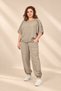 Women's Wide Collar Half Sleeve Blouse Elastic Waist Pocketed Lace Trousers Lace Detailed Italian Large