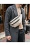 Cream Unisex Crisscross Straps Crossbody Bag for Everyday Use with Zipper, 30x13 cm, BZELDR05 - 3