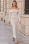 Women's Madonna Corded Fabric Collar Long-Sleeve Maxi Dress MMR1037 - 4