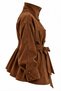Women's Imported Soft Textured Zr Model High Collar Belted Suede Jacket - 2