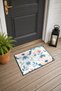 White and Pink Water Lily-Floral Print Doormat, 40x60 cm, with Non-Slip Sole, Decorative