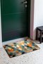 Blue and Orange Distressed Diamond-Patterned Turkish Rug-Style Doormat, 40x60 cm, with Non-Slip Sole - 2