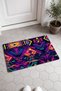 Purple Neon Pink Aztec-Patterned Doormat, 40x60 cm, with Non-Slip Sole, Decorative - 2