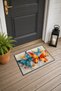 Blue and Orange Butterfly-Patterned 706 Doormat, 40x60 cm, with Non-Slip Sole, Decorative