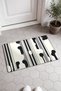Cream and Black Vertical Stripe Abstract Patterned Doormat, 40x60 cm, with Non-Slip Sole, Decorative - 2