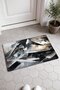 Black and White Brushstroke Abstract Patterned Doormat, 40x60 cm, Non-Slip Sole, Decorative - 2