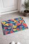 Navy Blue Door Mat with Red Dots and Wavy Pattern, 40x60 cm, Non-Slip Sole, Decorative - 2