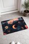 Navy Blue Crescent and Star Night-Themed Doormat, 40x60 cm, with Non-Slip Sole, Decorative - 2