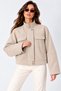 AGLİMMER Women's Beige Cropped Suede Jacket with Snaps, Double Pockets, and a Mock Neck - 2