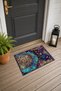 Purple Turquoise Gold Mandala-Patterned Doormat, 40x60 cm, with Non-Slip Sole, Decorative