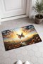 662 Orange Butterfly Scenery Patterned Doormat, 40x60 cm, with Non-Slip Sole, Decorative - 2