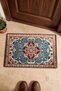 Blue and Red Flower Motif Turkish Rug-Patterned 746 Doormat, 40x60 cm, with Non-Slip Sole