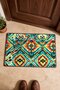 Turquoise and Orange Ikat Diamond Patterned Doormat, 40x60 cm, with Non-Slip Sole, Decorative - 4