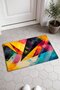 Yellow and Blue Abstract Patterned 866 Doormat, 40x60 cm, Non-Slip Sole, Decorative - 2