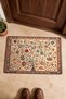 Cream-Colored "Tree of Life" Floral Print Turkish Rug-Patterned Doormat, 40x60 cm, with Non-Slip Sole