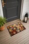 Brown and Blue Star Mosaic Turkish Rug-Patterned Doormat, 40x60 cm, with Non-Slip Sole - 3