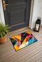 Yellow and Blue Abstract Patterned 866 Doormat, 40x60 cm, Non-Slip Sole, Decorative