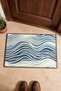 Navy Blue and Cream Rhythmic Wave Pattern Doormat, 40x60 cm, with Non-Slip Sole, Decorative - 4