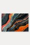Navy Blue and Orange Veined Flow-Patterned Doormat, 40x60 cm, with Non-Slip Sole, Decorative - 5